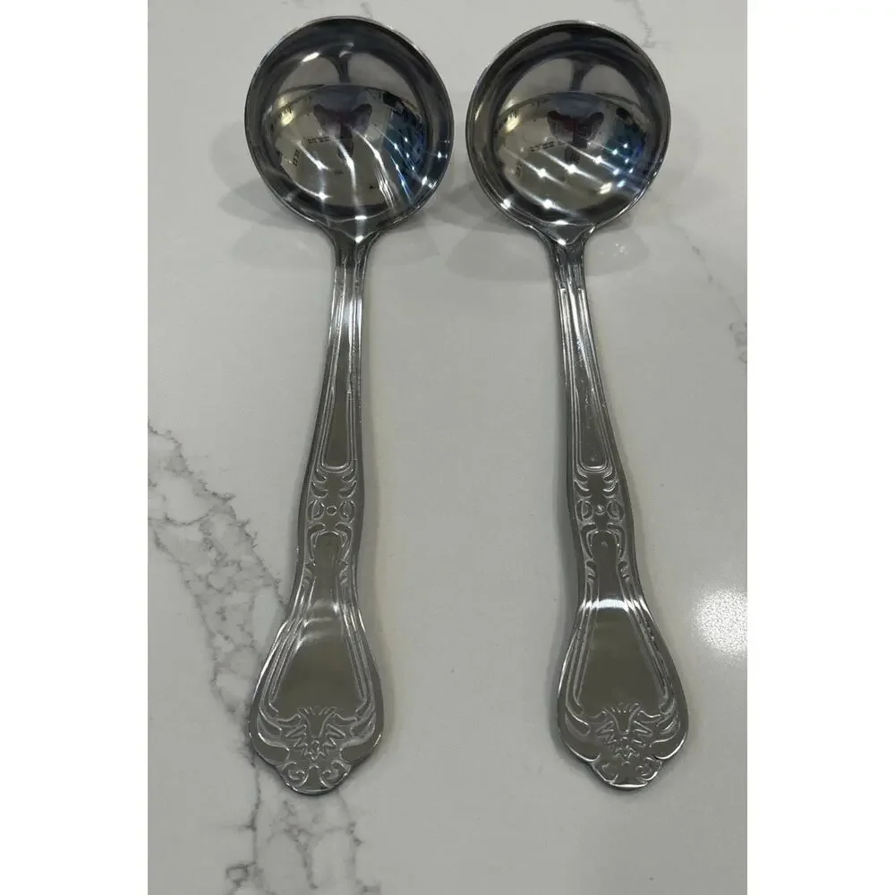 2- SPOONFUL OF COMFORT Stainless Serving Ladle Spoon Long Handle 9” Soup Vintage